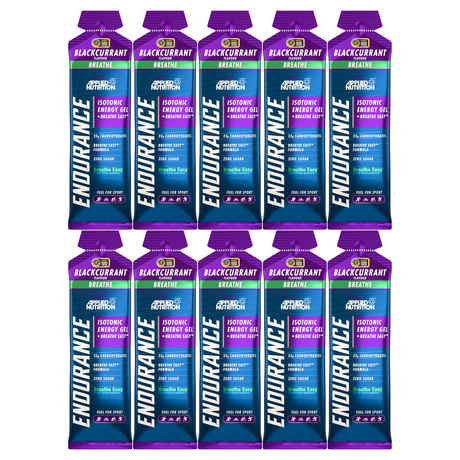 10 pack Applied Nutrition Endurance energy gel blackcurrant flavor with breathe Easy ingredient technology