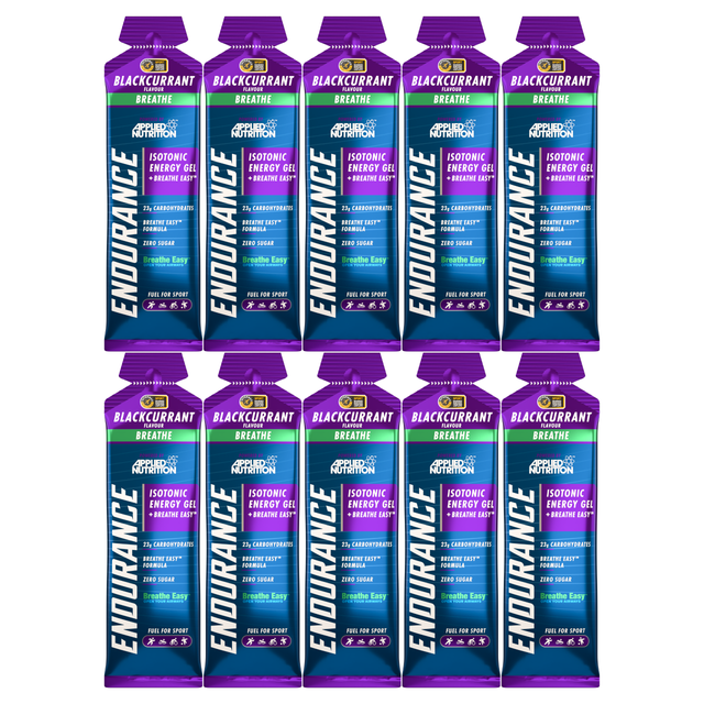 10 pack Applied Nutrition Endurance energy gel blackcurrant flavor with breathe Easy ingredient technology