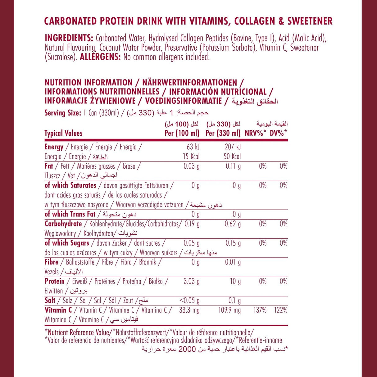 Applied Nutrition Sparkling Protein Water 355ml Cherry (Case of 12 Drinks)