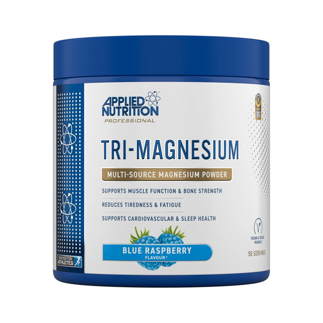 Applied Nutrition Tri-Magnesium Powder supplement 3 Magnesium blend Blue Raspberry Flavour 50 servings