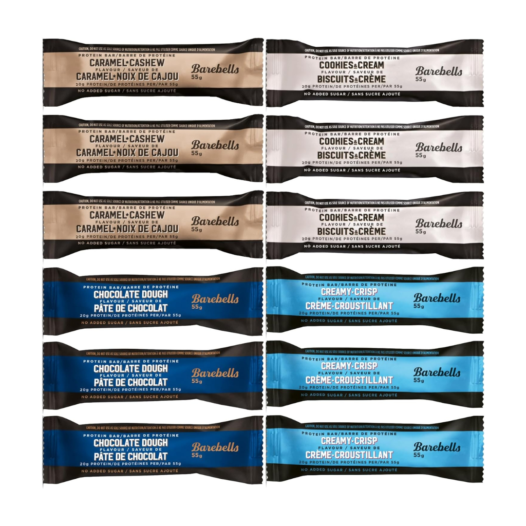 Barebells Protein Bar Variety Pack (3 Cookies & Cream, 3 Creamy Crisp, 3 Chocolate Dough, 3 Caramel Cashew)