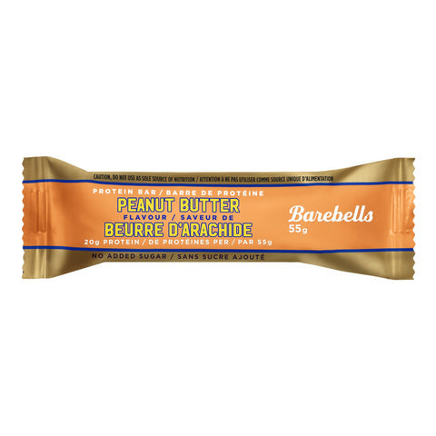 Barebells Peanut Butter protein bar packaging on a white background