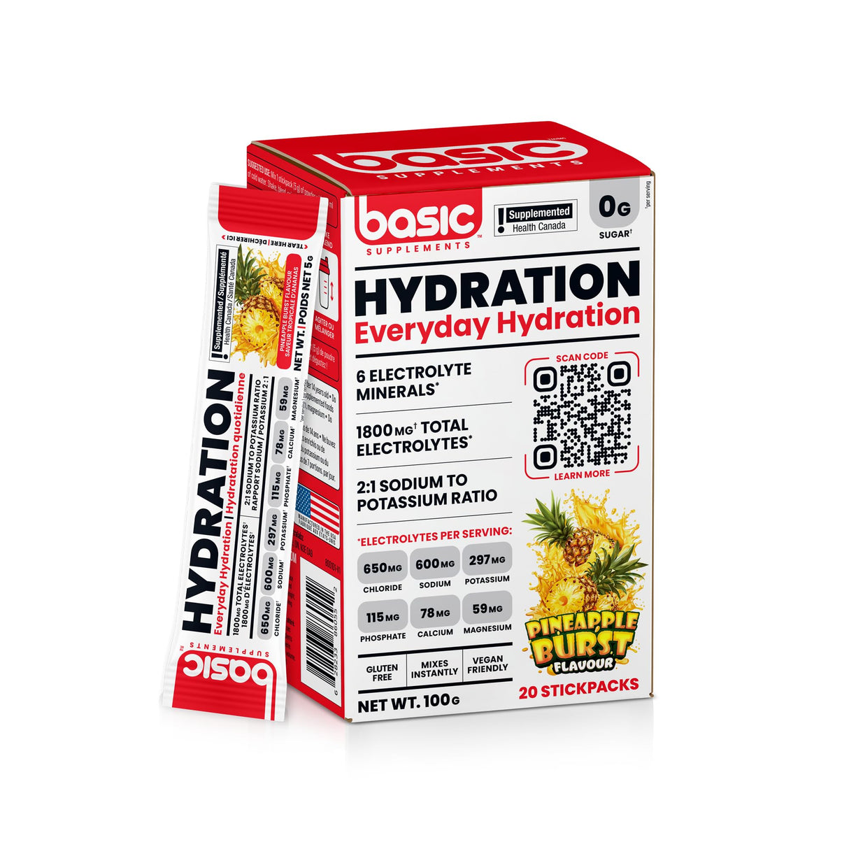 Basic Supplements Hydration Box of 20 Stick Packs