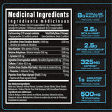 Batch 27 Blue Raspberry Supplement Facts Ingredient Label with Medicinal and Non Medicinal Ingredients
