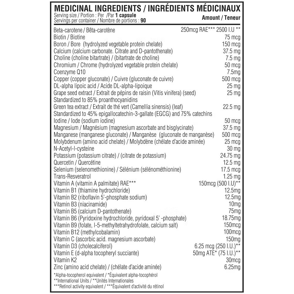 Believe Supplements Vitamin + Mineral Balance 90 Capsules