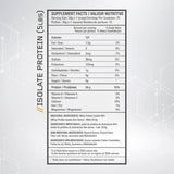 Nutritional label for beyond yourself 5lbs whey isolate protein on a white background