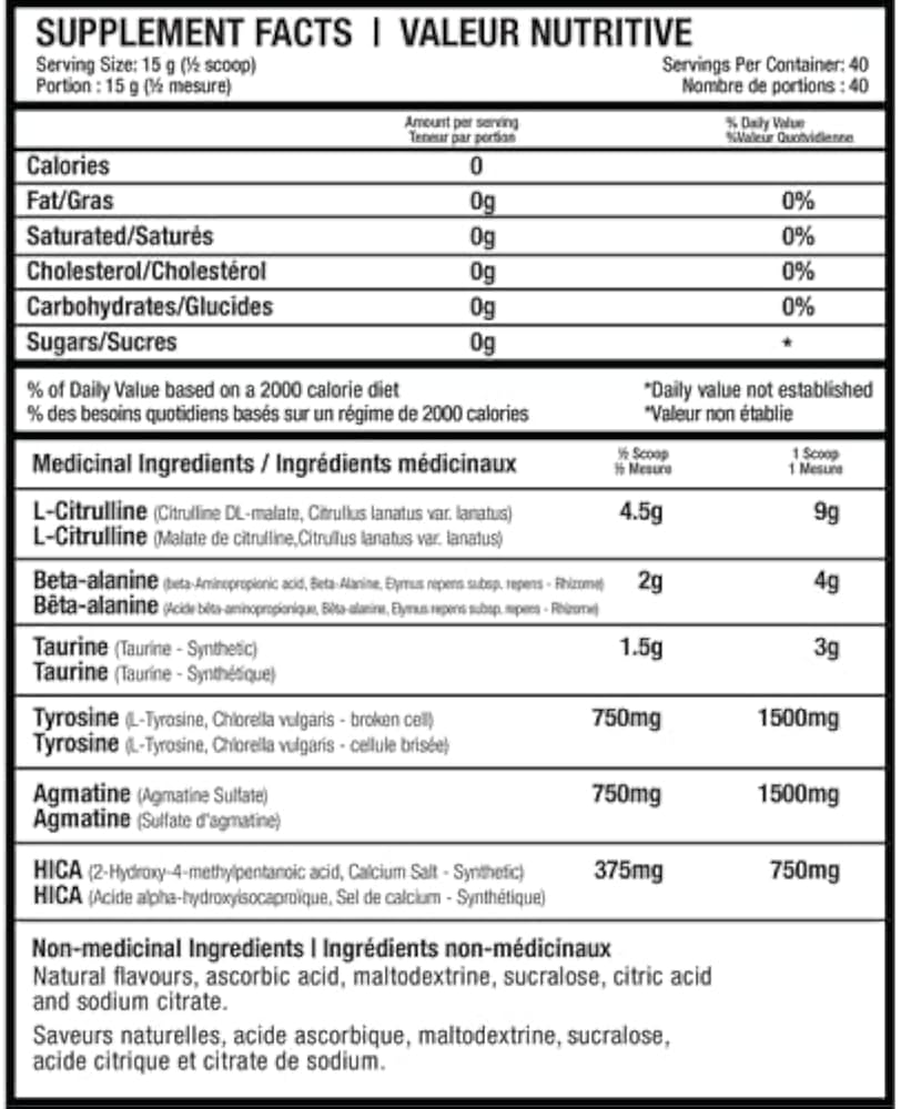 Beyond Yourself SuperSet Stim-Free Preworkout Nutrition Facts Supplement Ingedient List Label