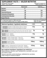 Beyond Yourself SuperSet Stim-Free Preworkout Nutrition Facts Supplement Ingedient List Label