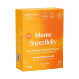 Orange box of blume SuperBelly Gut-Building Hydration Powder with Mango Passion Fruit flavor