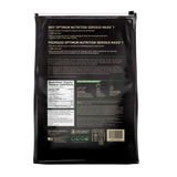 Rear Label Nutrition Facts and ingredients list of Optimum Nutrition Serious Mass supplement mass gainer formula chocolate 12lbs bag
