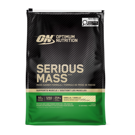 Optimum Nutrition Serious Mass supplement mass gainer formula vanilla 12lbs bag