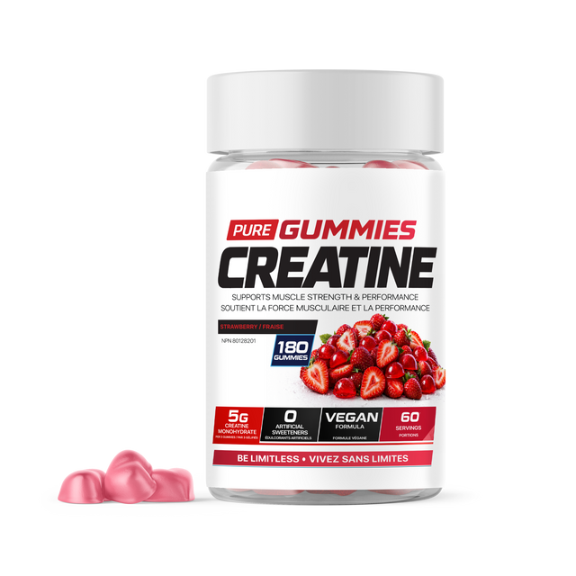 Limitless Pharma Pure Creatine Gummies 180 Gummies — Strawberry tub, front label