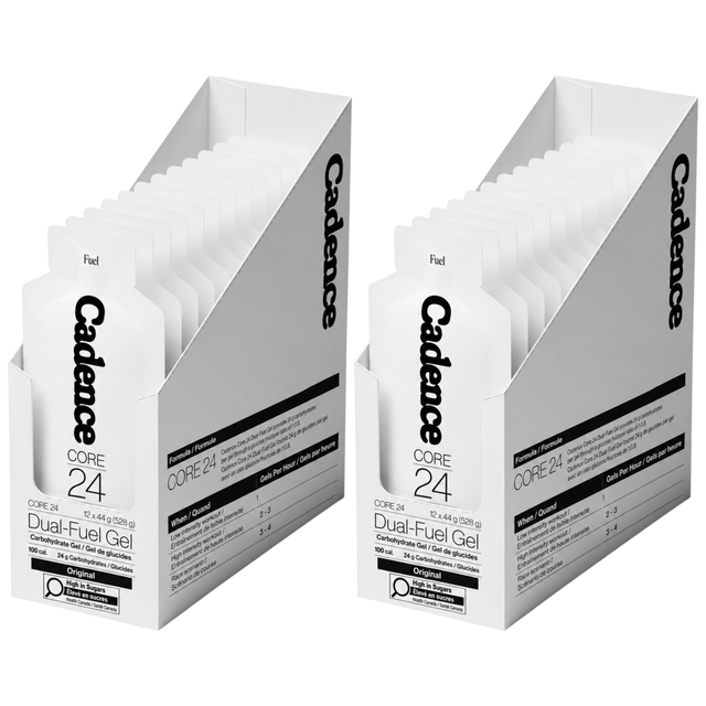 Cadence Fuel Gel Original Pack of 24 — cartons with gel sachets displayed