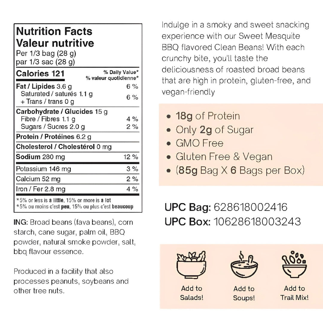 Nutraphase Clean Beans Sweet Mesquite BBQ (Box of 6)