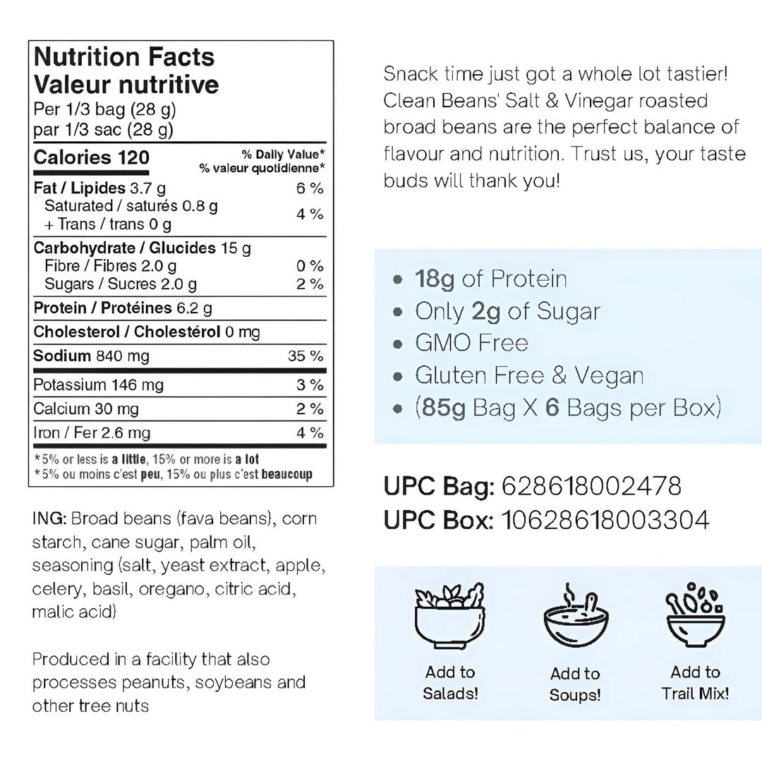 Nutraphase Clean Beans Salt & Vinegar (Box of 6)