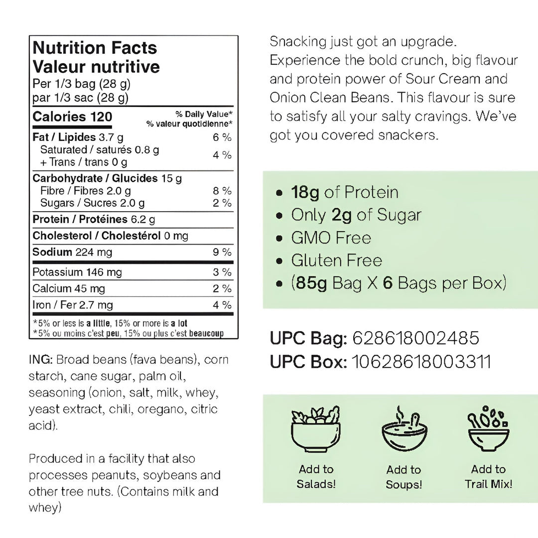 Nutraphase Clean Beans Sour Cream & Onion (Box of 6)