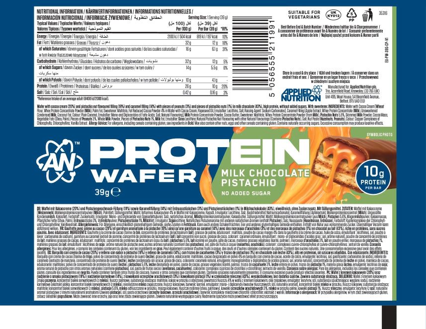Applied Nutrition Protein Wafer Milk Chocolate Pistachio (Box of 12)