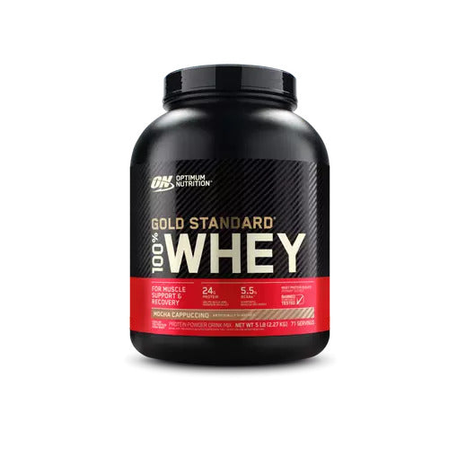 Optimum Nutrition Gold Standard 100% Whey protein powder 5lbs Mocha Cappuccino flavour