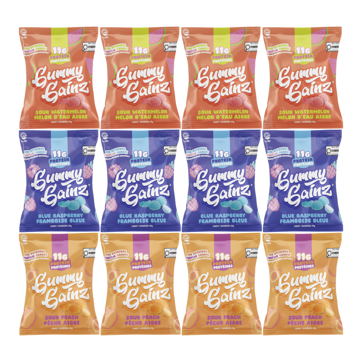 Gummy Gainz Assorted 3 Flavours (Pack of 12) Protein Candy