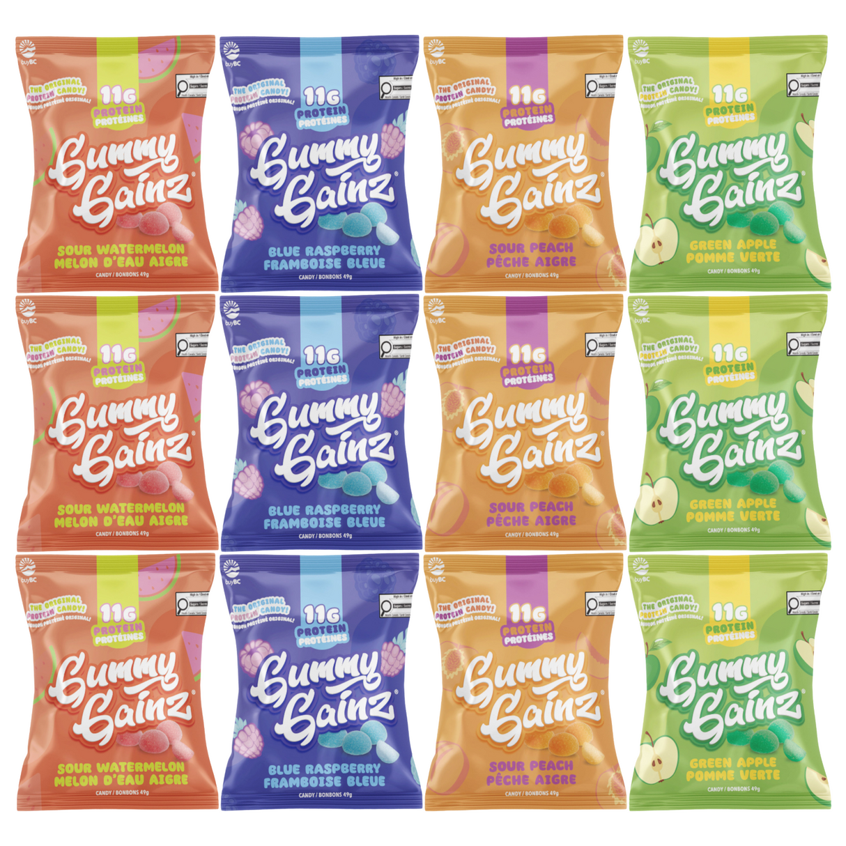 Gummy Gainz Assorted 4 Flavours (Pack of 12) Protein Candy