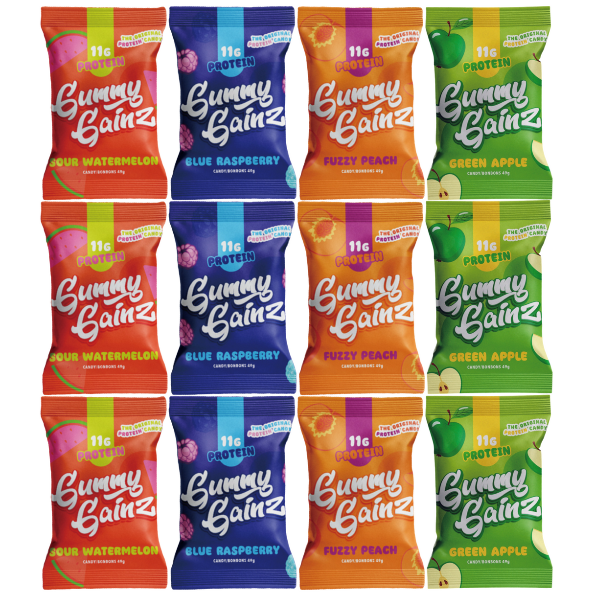 Gummy Gainz Protein Candy Assorted 4 Flavours (Pack of 12)