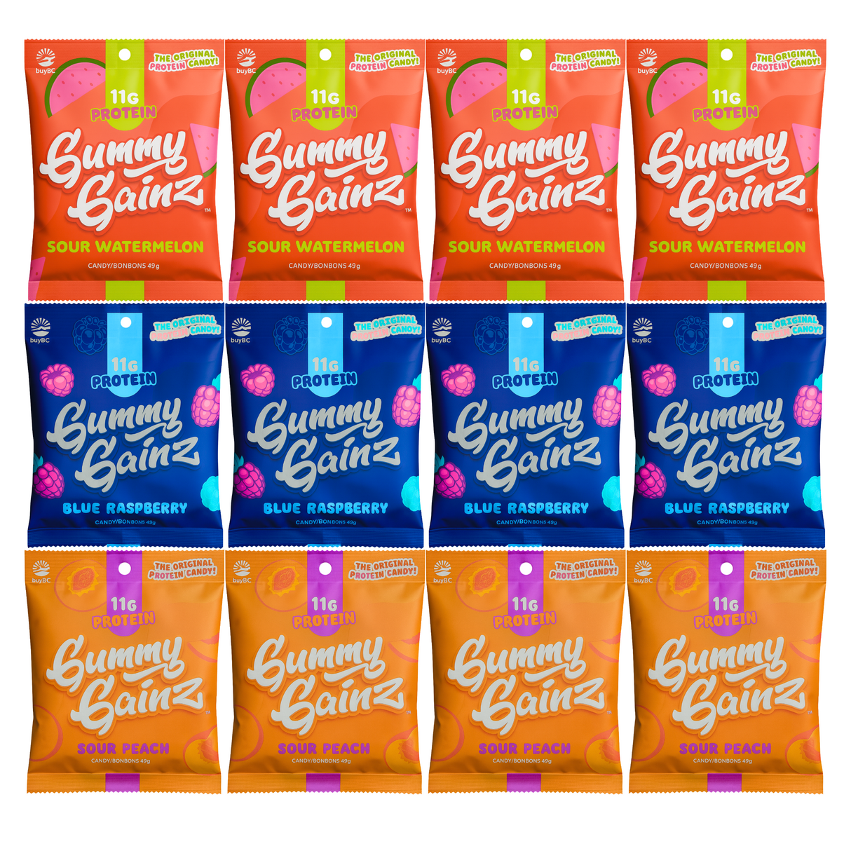 Gummy Gainz Protein Candy Assorted 3 Flavours (Box of 12)
