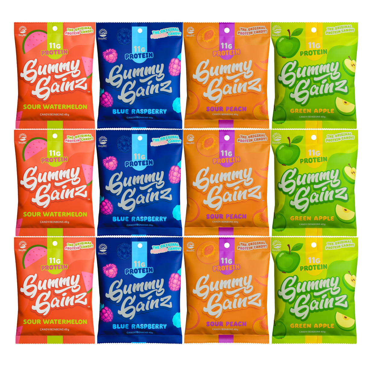 Gummy Gainz Protein Candy Assorted 4 Flavours (Pack of 12)