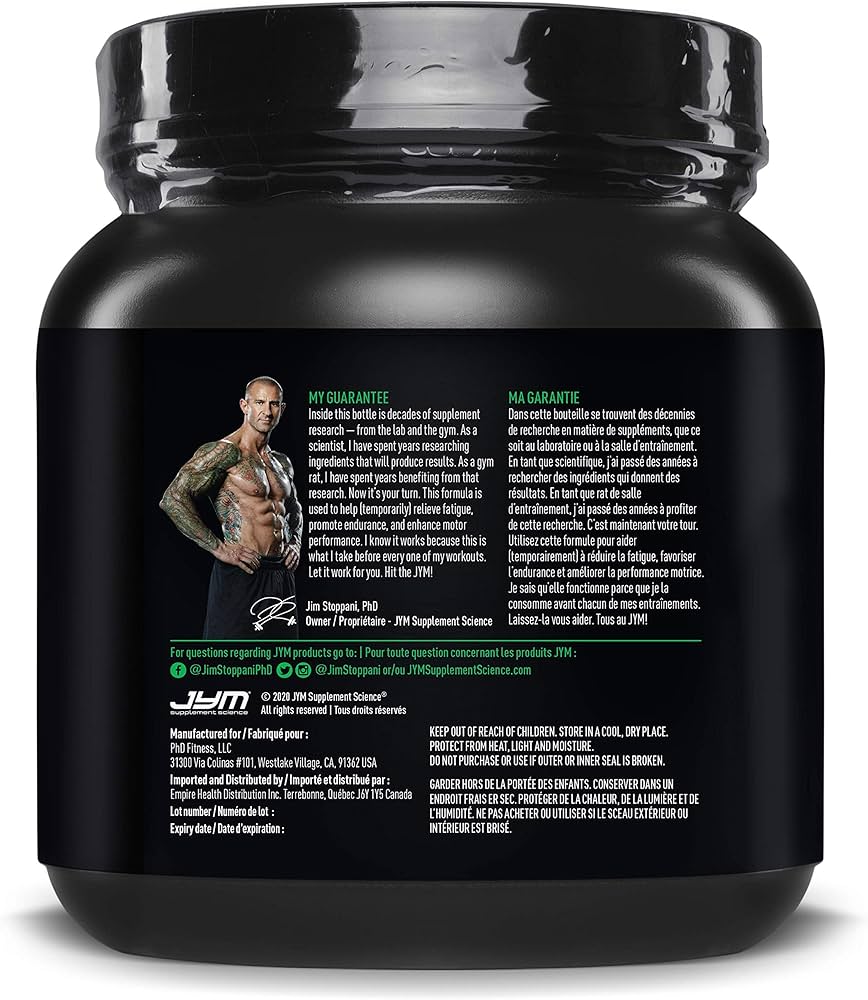 JymSupps Jym Supplements PreJym high-performance pre-workout side label Jym Stoppani suggested use directions information product guarantee