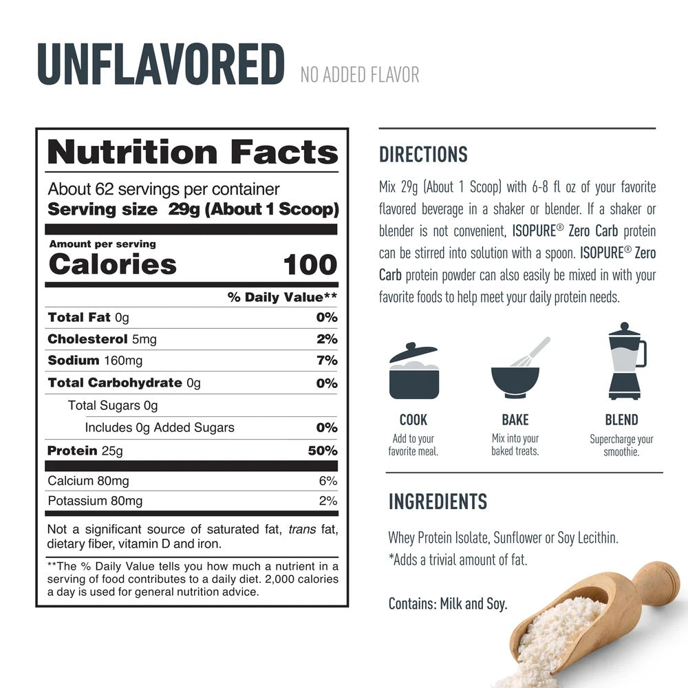 IsoPure Zero Carb Whey Isolate Protein 62 Servings