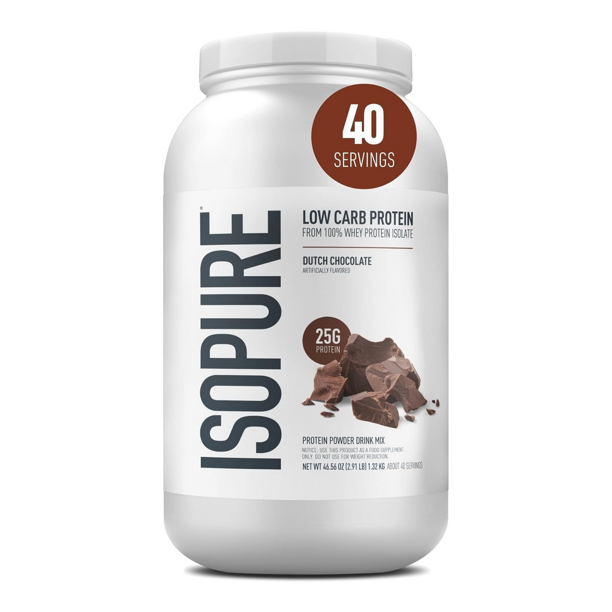 IsoPure Zero Carb Whey Isolate Protein 40 Servings