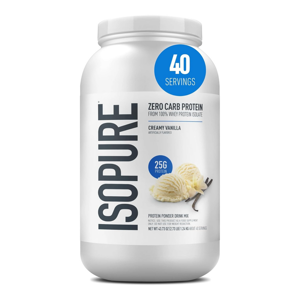 IsoPure Zero Carb Whey Isolate Protein 40 Servings