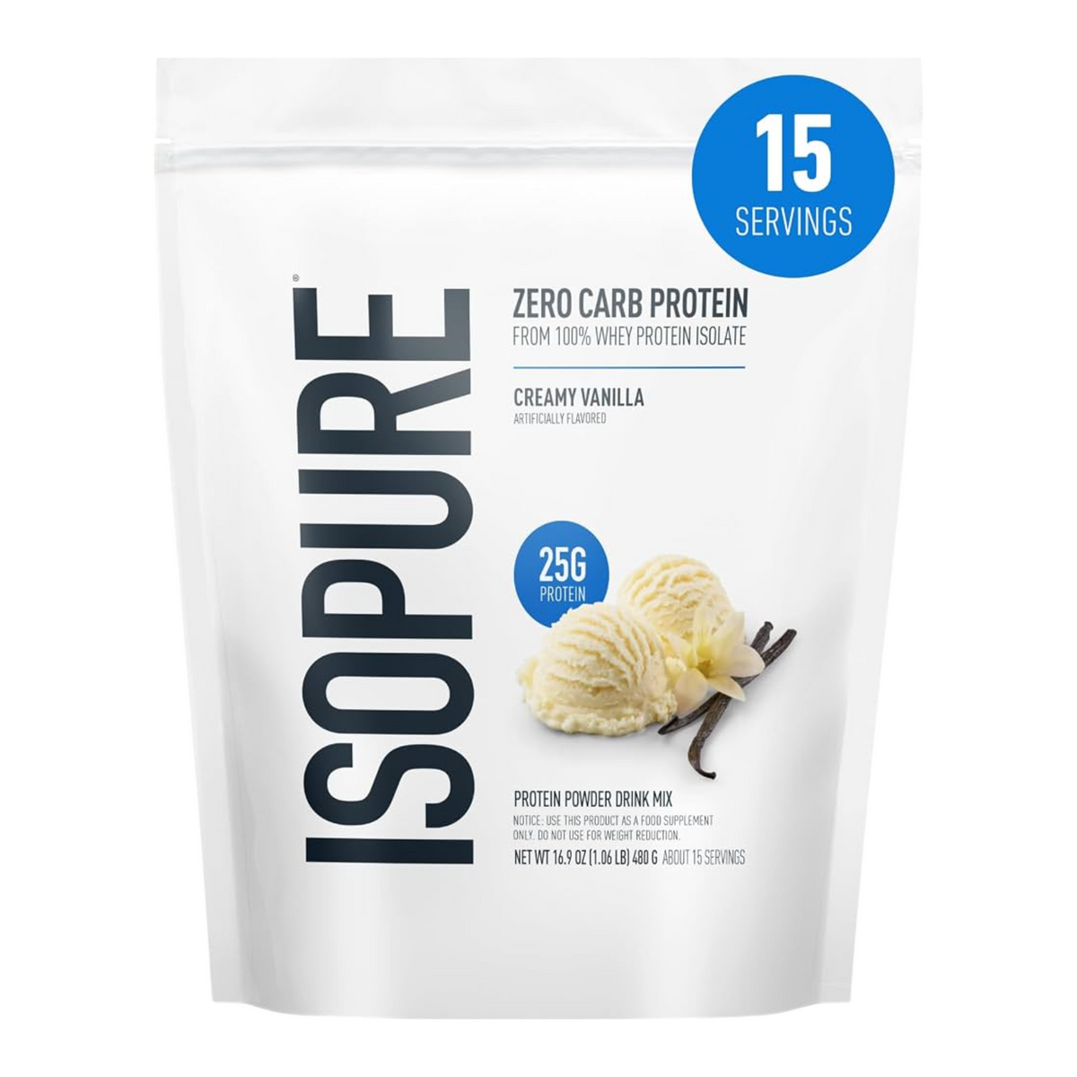 IsoPure Zero Carb Whey Protein Isolate 1LB Bag