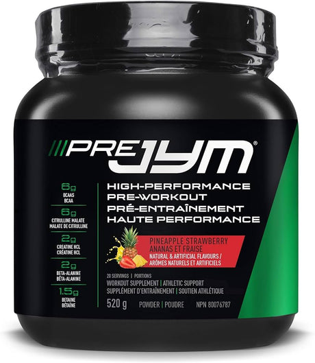 JymSupps Jym Supplements PreJym high-performance pre-workout 20 Servings or 40 Servings Pineapple Strawberry Flavour