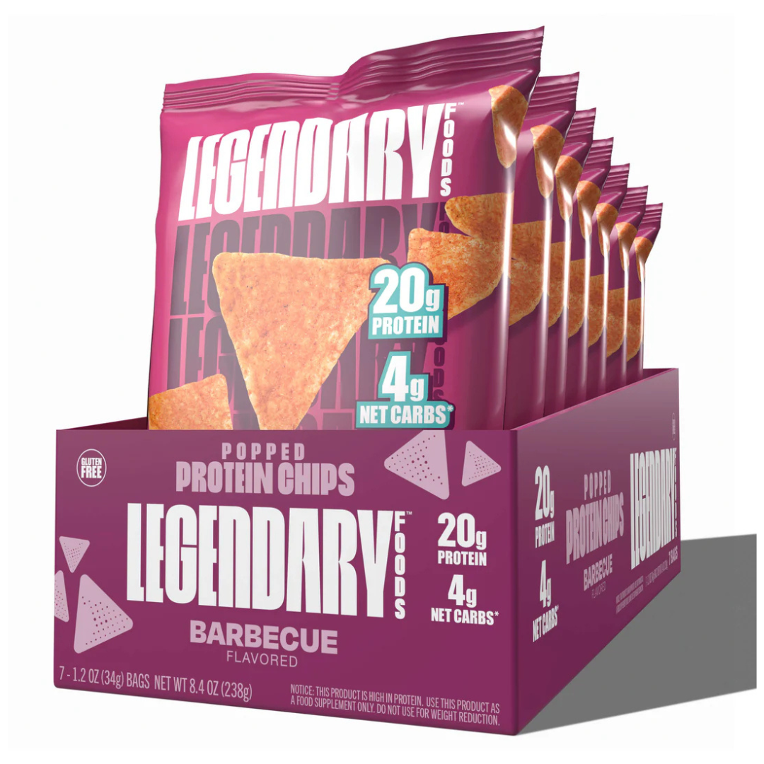 Legendary Foods Protein Chips (Box of 7 Bags) 34g Each - Barbecue