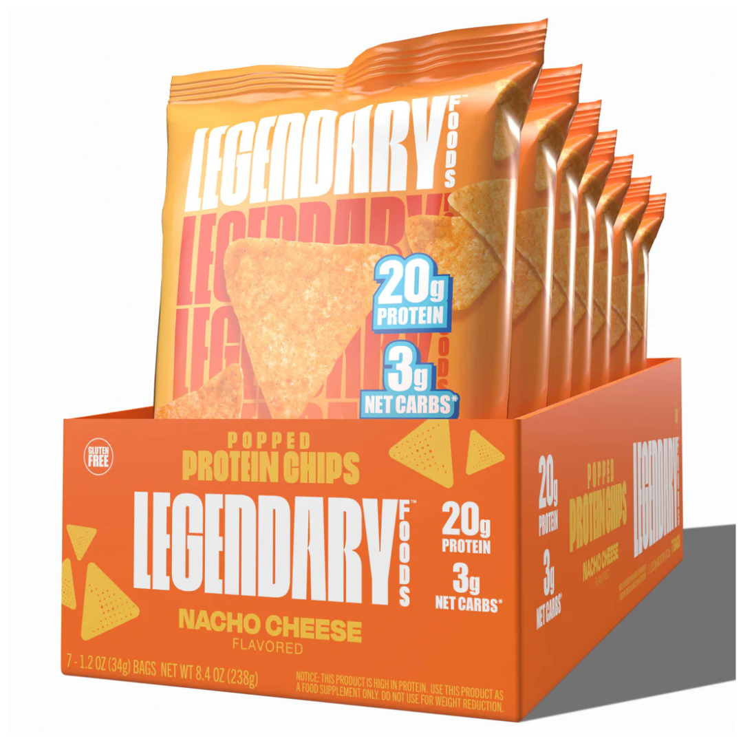 Legendary Foods Protein Chips (Box of 7 Bags) 34g Each - Nacho Cheese