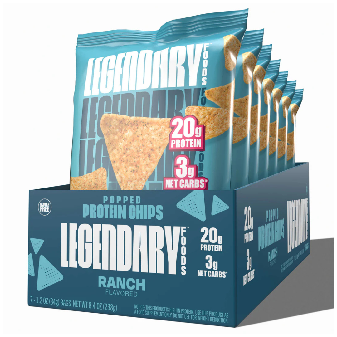 Legendary Foods Protein Chips (Box of 7 Bags) 34g Each - Ranch