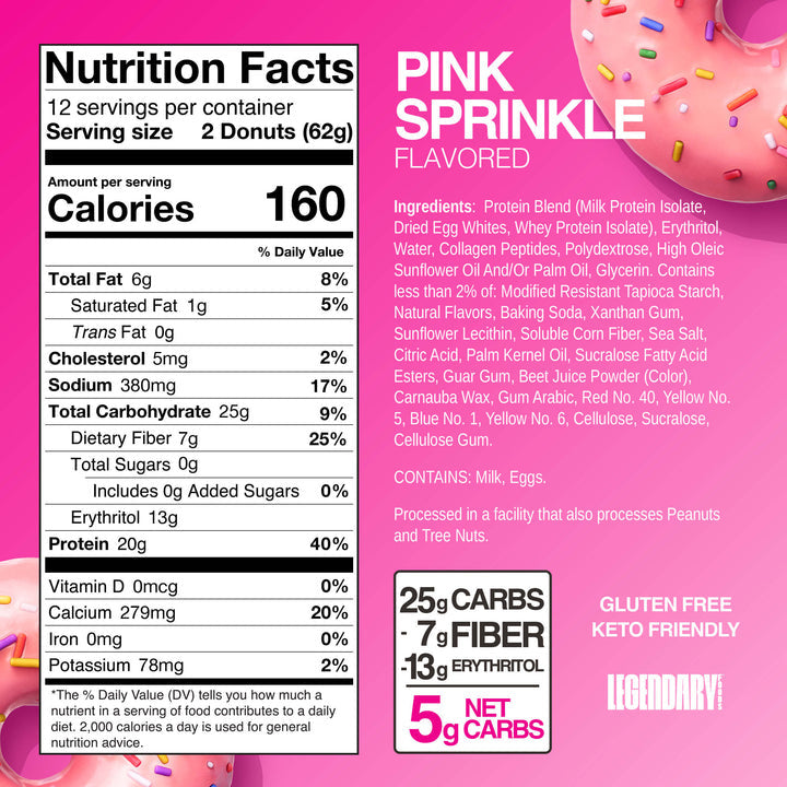Legendary Foods Protein Donuts Pink Sprinkle (Box of 12)