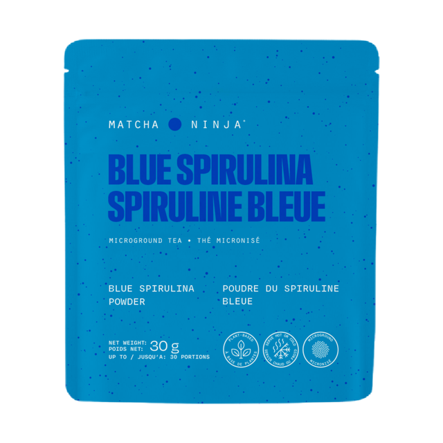 Matcha Ninja Blue Spirulina 30g pouch, front label