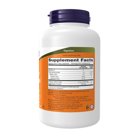 NOW Psyllium Husk 700mg 180 Capsules — product image 2
