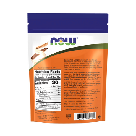 NOW Psyllium Husk Fiber Powder 680g — product image 2