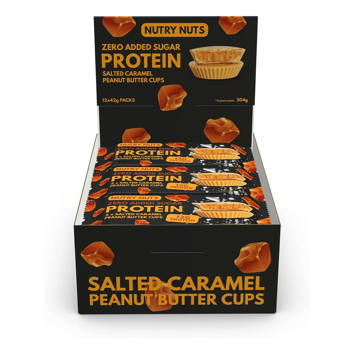 Nutry Nuts Protein Peanut Butter Cups Salted Caramel (12 x 42g Box)