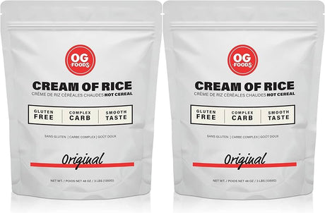 OG Foods Cream Of Rice Unflavoured 1350g Ground White Rice Powder Pack Of 2 Bags