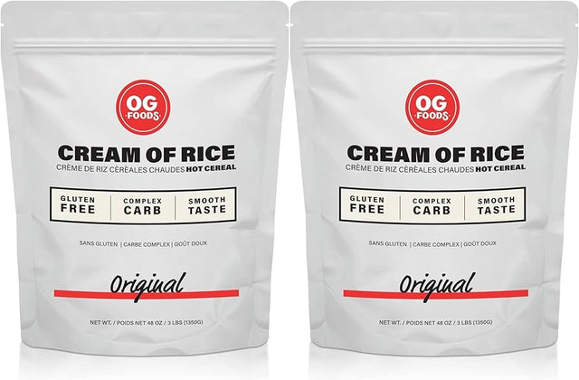 OG Foods Cream Of Rice Unflavoured 1350g Ground White Rice Powder Pack Of 2 Bags