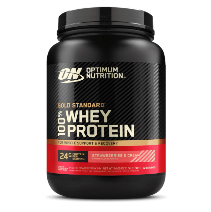 ON Optimum Nutrition 100% Gold Standard Whey Protein Strawberries n Cream 1.5lbs Tub