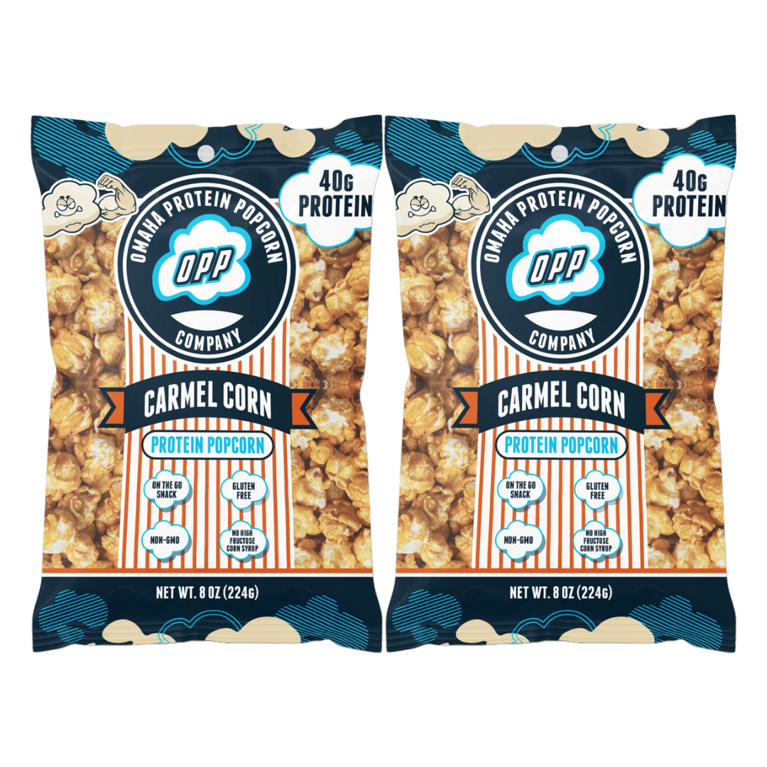 Omaha Protein Popcorn - Carmel Corn (Pack of 2 Bags)