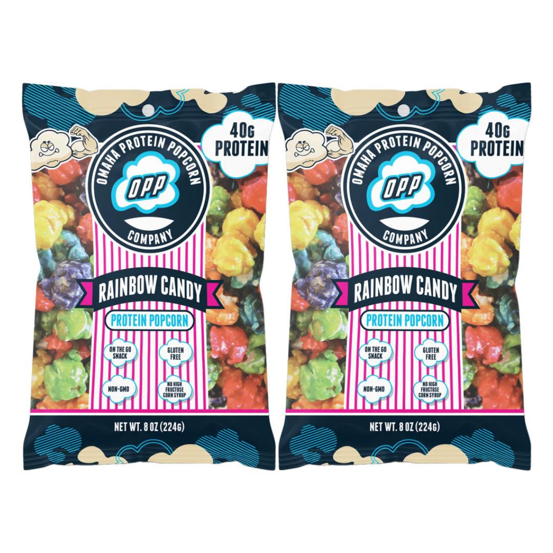 Omaha Protein Popcorn - Rainbow Candy (Pack of 2 Bags)
