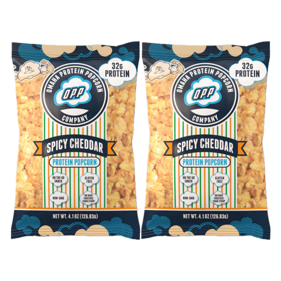 Omaha Protein Popcorn - Spicy Cheddar (Pack of 2 Bags)