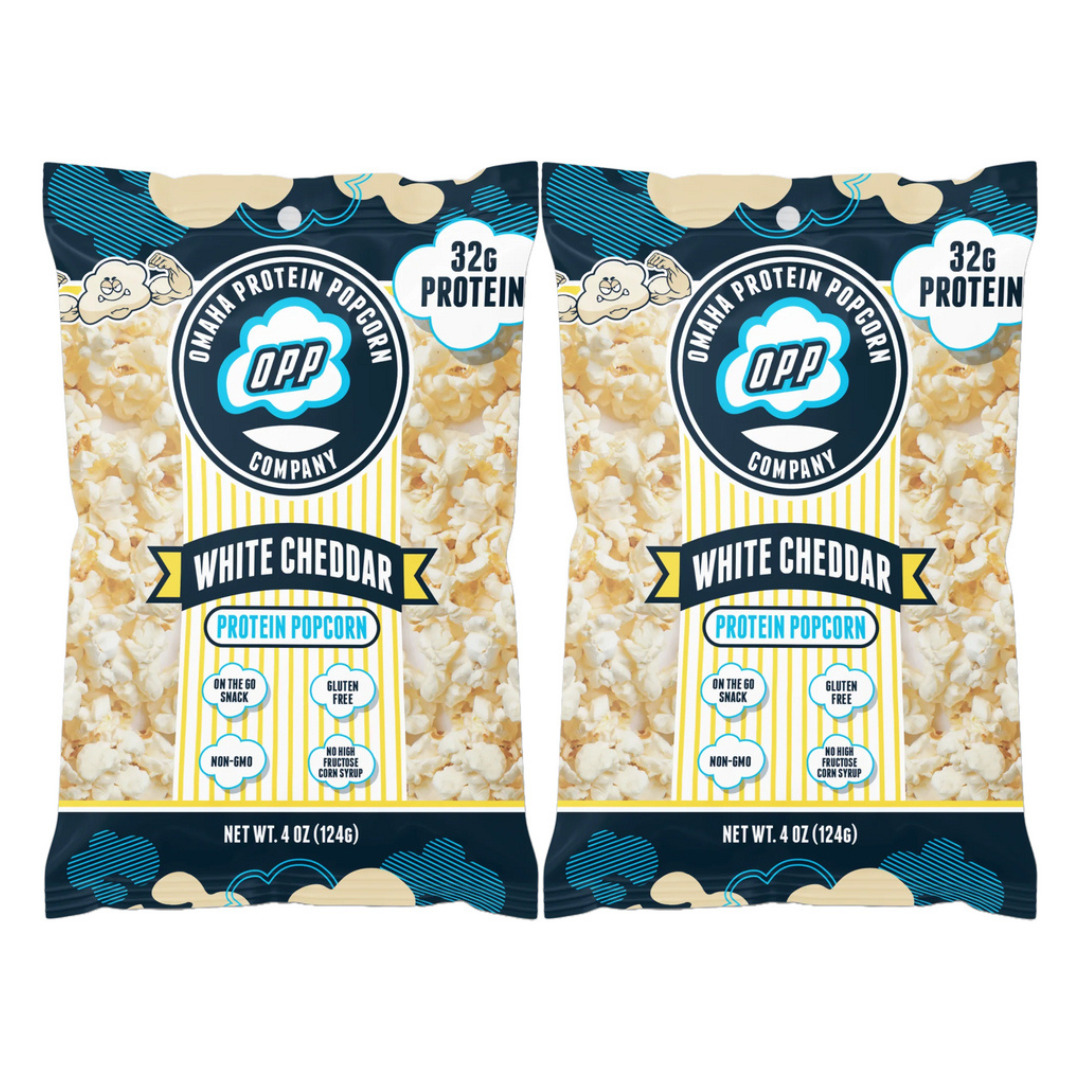 Omaha Protein Popcorn - White Cheddar (Pack of 2 Bags)