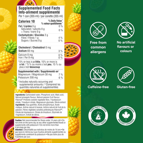 Organika Refresher Sparkling Electrolyte — Pineapple Passion Fruit Supplement Facts panel