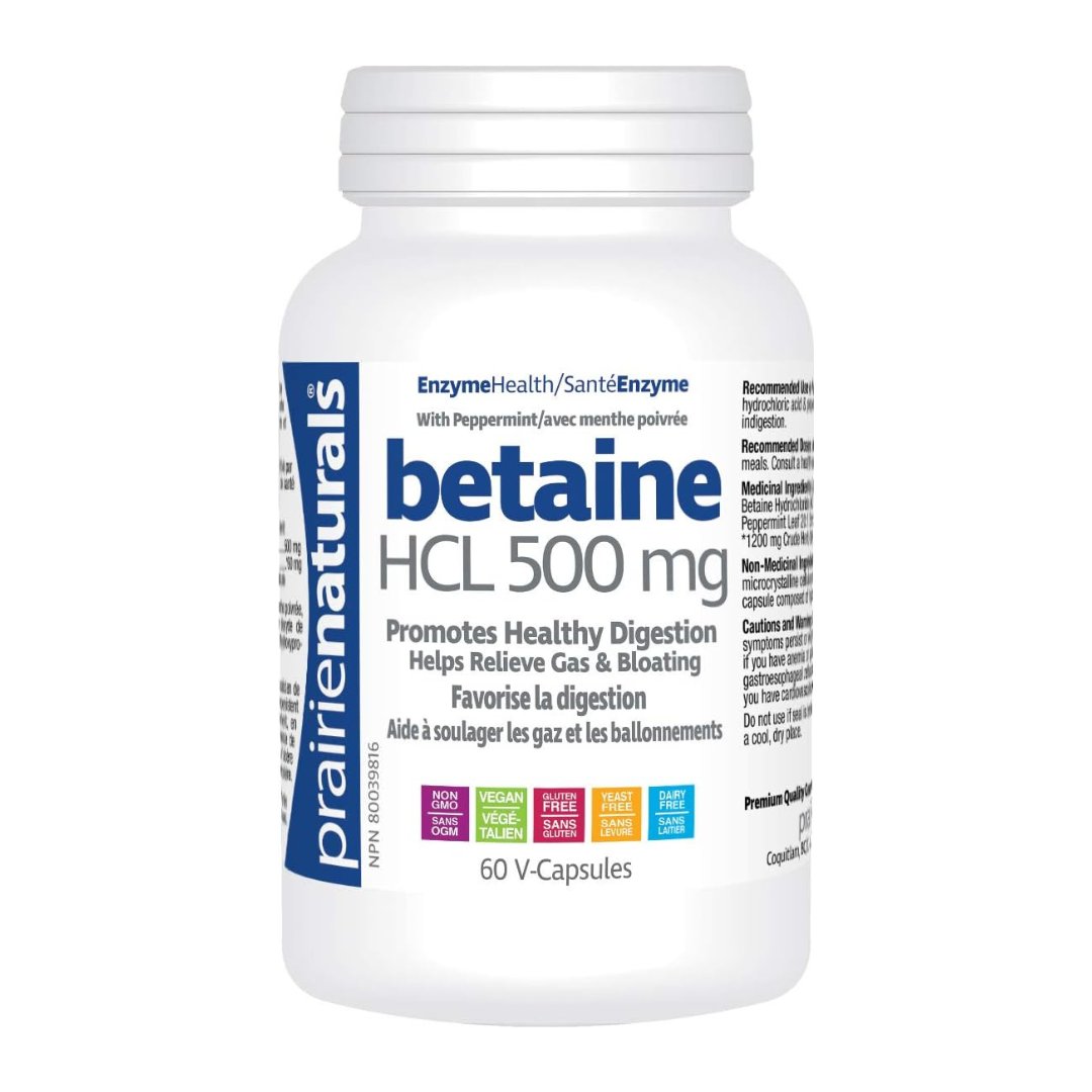 Prairie Naturals Betaine HCL 500mg 60 caps